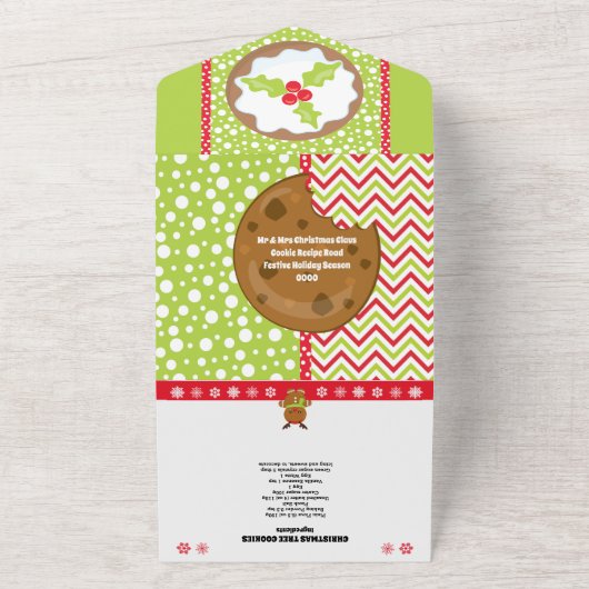 Gingerbread Boy Christmas Pudding Cookie Recept All In One Uitnodiging (Buitenkant)