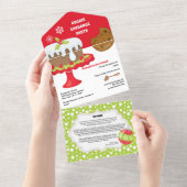 Gingerbread Boy Christmas Pudding Cookie Recept All In One Uitnodiging (Afscheurbaar)