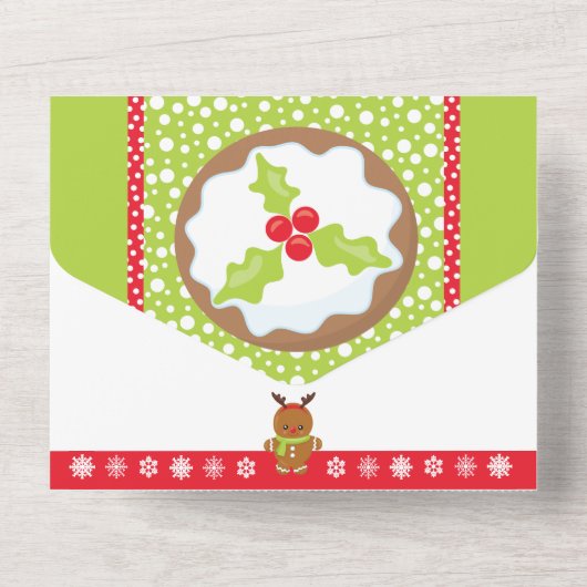 Gingerbread Boy Christmas Pudding Cookie Recept All In One Uitnodiging (Achterkant)