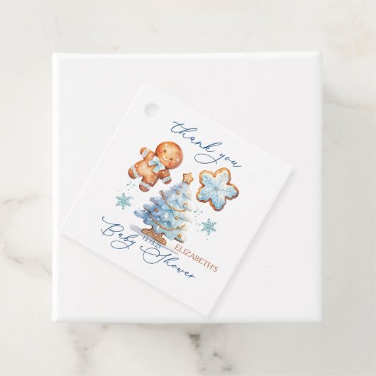 Gingerbread Boy Christmas Tree Baby shower Bedankt Bedankjes Labels (In situ)