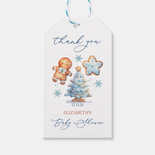 Gingerbread Boy Christmas Tree Baby shower Bedankt Cadeaulabel (Voorkant)