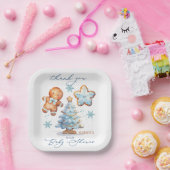 Gingerbread Boy Christmas Tree Baby shower Bedankt Papieren Bordje (Feest)