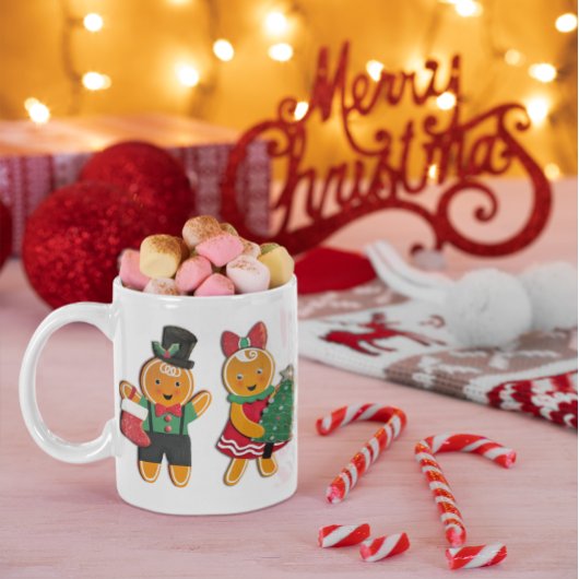 Gingerbread Boy en Gingerbread Girl Kerstmis Koffiemok