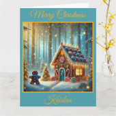 Gingerbread Boy en Gingerbread House Kaart (Gele Bloem)