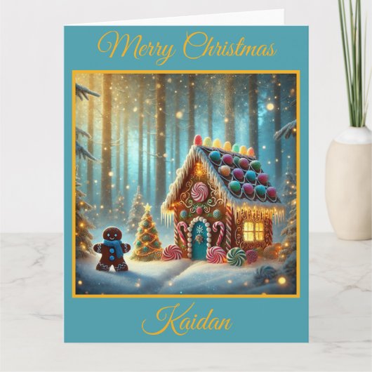 Gingerbread Boy en Gingerbread House Kaart (Voorkant)
