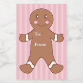 Gingerbread Boy Gift Label Labels Voedselcontainer Etiket (Enkel label)