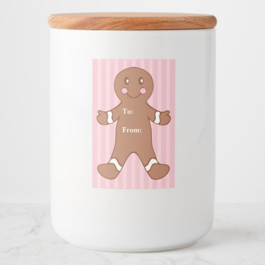 Gingerbread Boy Gift Label Labels Voedselcontainer Etiket (Voorkant)