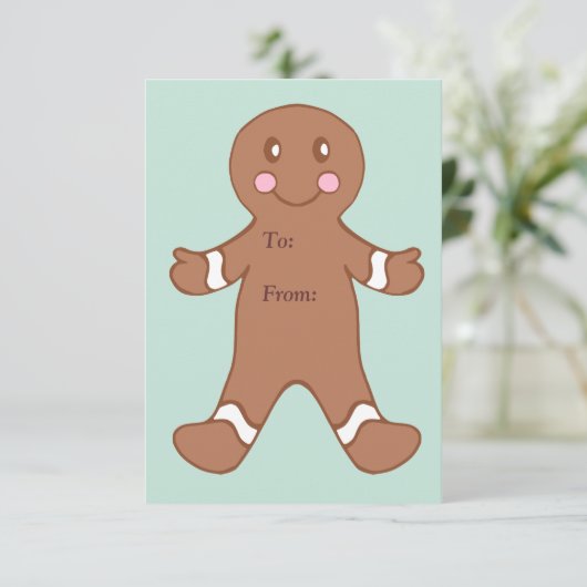 Gingerbread Boy Gift Labels Informatiekaartje (Staand voorkant)