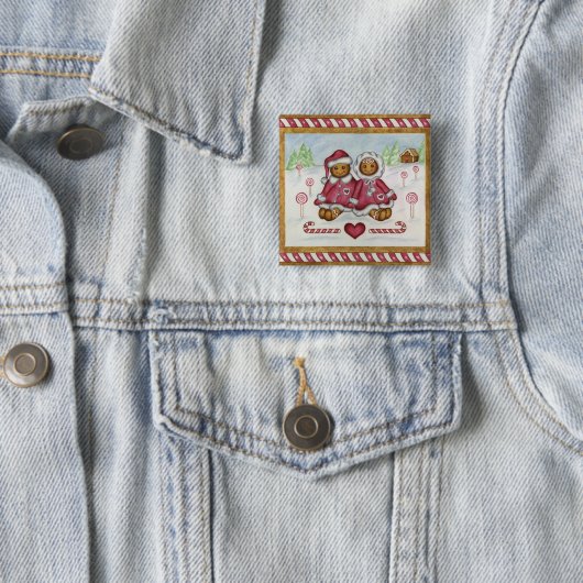 Gingerbread Boy & Girl Christmas Button (In situ)