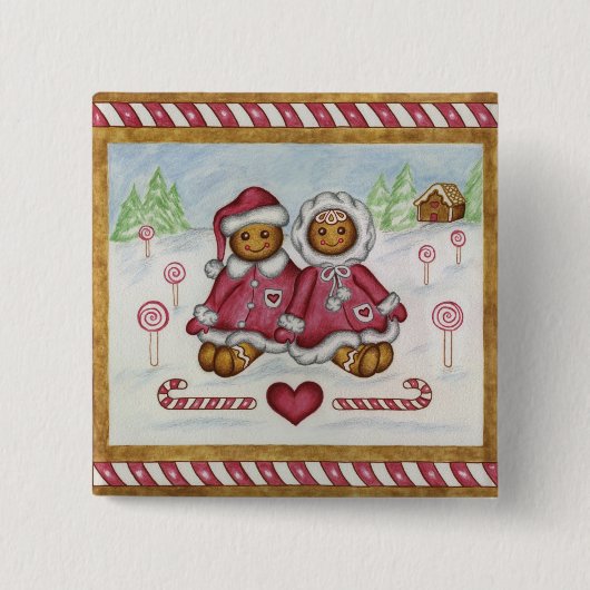 Gingerbread Boy & Girl Christmas Button (Voorkant)