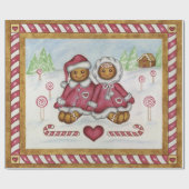 Gingerbread Boy Girl Christmas Gift Wrapping Paper Cadeaupapier (Vlak)