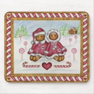 Gingerbread Boy Girl Christmas Mousepad Muismat