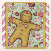 Gingerbread Boy Kerst Papier Onderzetters (Voorkant)