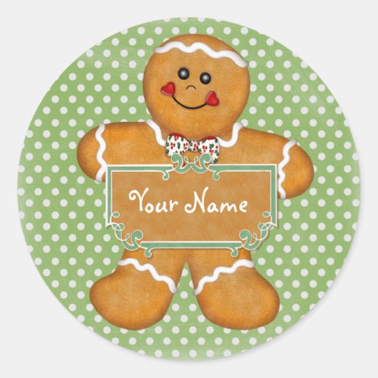 Gingerbread Boy Polka Dot Sticker (Voorkant)
