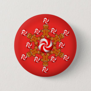 GINGERBREAD BOY STAR by SHARON SHARPE Ronde Button 5,7 Cm