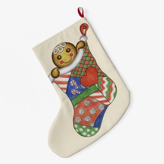 Gingerbread Boy Stocking Grote Kerstsok (Achterkant (Hangend))