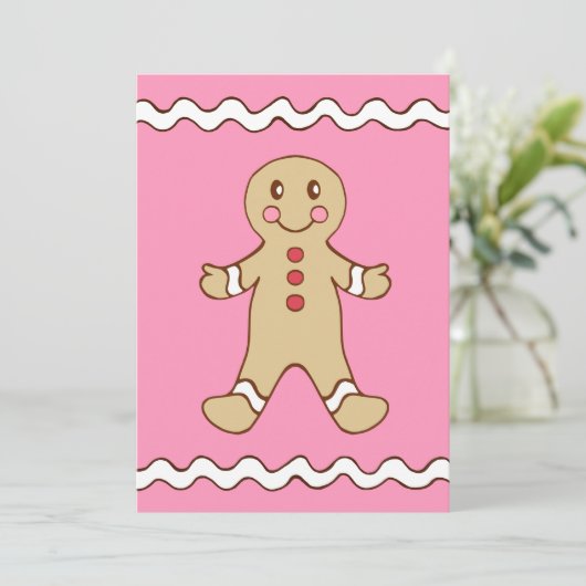 Gingerbread Boy Uitnodigingen (Staand voorkant)