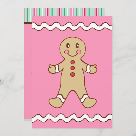 Gingerbread Boy Uitnodigingen (Voorkant / Achterkant)