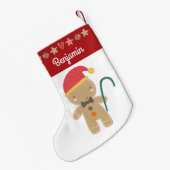 Gingerbread Boy Vakantie Cookie Rode Rand Naam Kleine Kerstsok (Achterkant (Hangend))