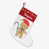 Gingerbread Boy Vakantie Cookie Rode Rand Naam Kleine Kerstsok (Voorkant (Hangend))