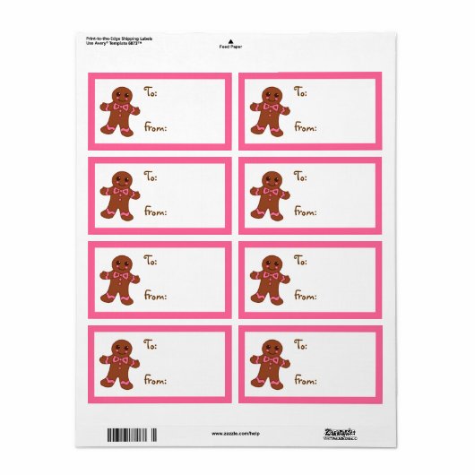 Gingerbread Cadeau Label Label (Full Sheet)