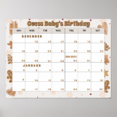 gingerbread calendar "guess baby's birthday" poster (Voorkant)