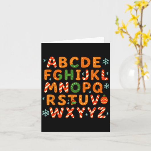 Gingerbread Candy Cane Alphabet Christmas Letters Kaart (Gele Bloem)