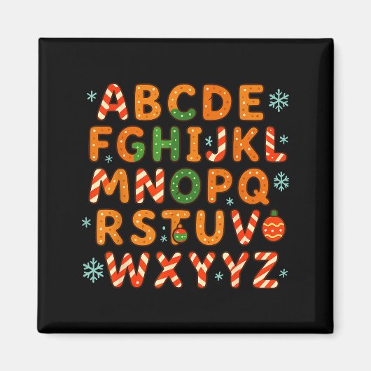 Gingerbread Candy Cane Alphabet Christmas Letters Magneet (Voorkant)