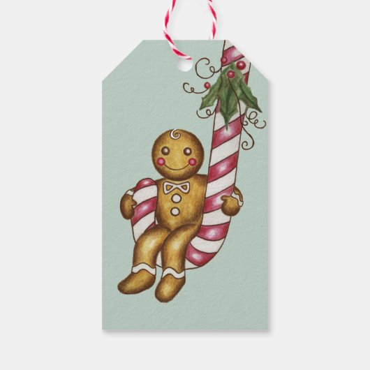 Gingerbread Candy Cane Gift Label Cadeaulabel (Achterkant)