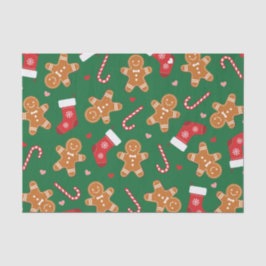 Gingerbread Candy Cane Kousen Christmas Green Tissuepapier