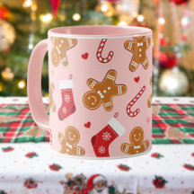 Gingerbread Candy Cane Kousen Kerstmis Roze