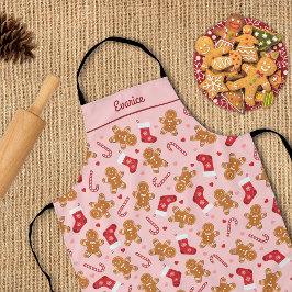 Gingerbread Candy Cane Kousen Roze Kerst Schort