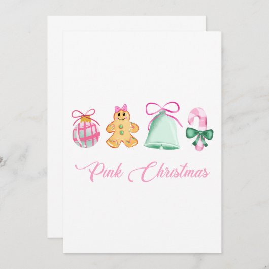 Gingerbread, Candy Cane & Pastel Ornaments Kaart (Voorkant / Achterkant)