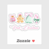 Gingerbread, Candy Cane & Pastel Ornaments Sticker (Vel)