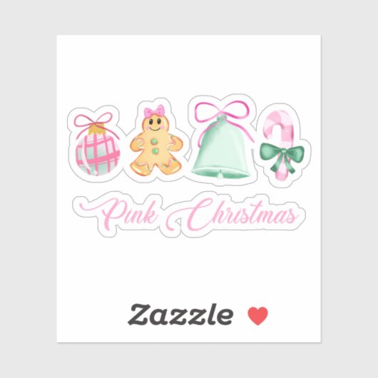 Gingerbread, Candy Cane & Pastel Ornaments Sticker (Vel)