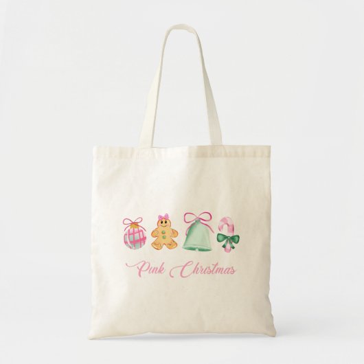 Gingerbread, Candy Cane & Pastel Ornaments Tote Bag (Voorkant)