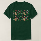Gingerbread Candy Cane SnowFlake Pattern Christmas T-shirt (Design voorkant)