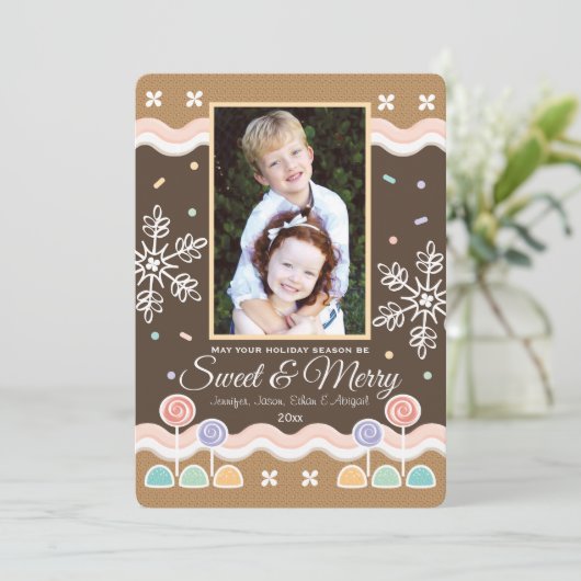 GINGERBREAD CANDYLAND HOLIDAIRE FOTOKAART FEESTDAGENKAART (Staand voorkant)