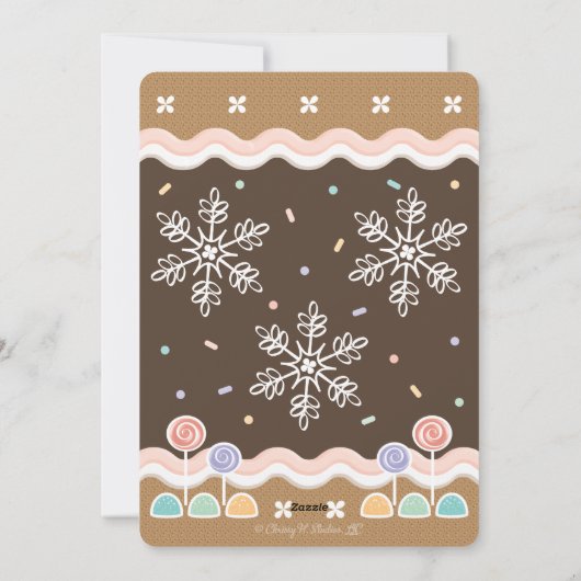 GINGERBREAD CANDYLAND HOLIDAIRE FOTOKAART FEESTDAGENKAART (Achterkant)