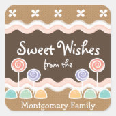 Gingerbread Candyland Vakantie Vierkante Sticker (Voorkant)