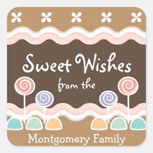 Gingerbread Candyland Vakantie Vierkante Sticker (Voorkant)