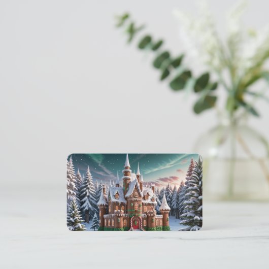 Gingerbread Castle uit het kerstbos Bmark Visitekaartje (Staand voorkant)
