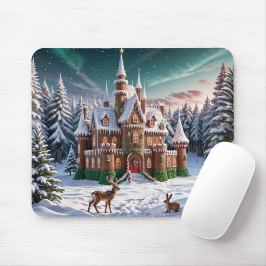 Gingerbread Castle uit het kerstbos Muismat (Met muis)