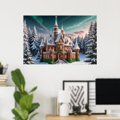 Gingerbread Castle uit het kerstbos Poster (Thuiskantoor)