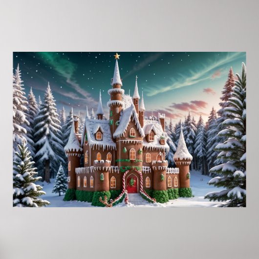 Gingerbread Castle uit het kerstbos Poster (Voorkant)