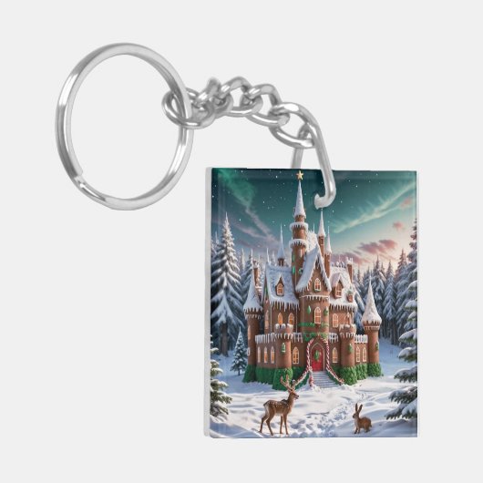 Gingerbread Castle uit het kerstbos Sleutelhanger (Voorkant Links)