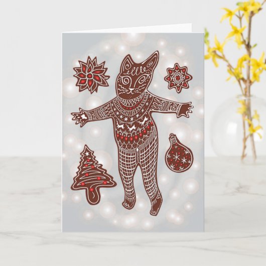 Gingerbread Cat  & Cookies, 2025 Kaart (Gele Bloem)