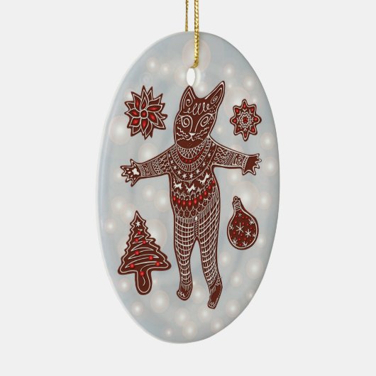 Gingerbread Cat & Cookies Christmas Tree Ornament (Rechts)