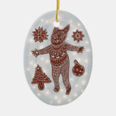 Gingerbread Cat & Cookies Christmas Tree Ornament (Voorkant)