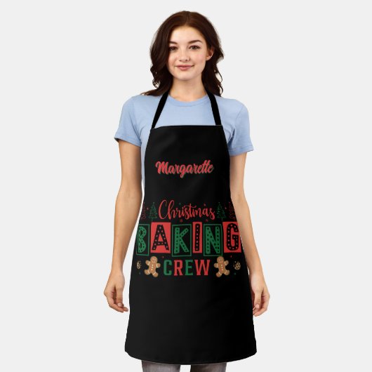 Gingerbread Christmas Baking Crew gepersonaliseerd Schort (Gedragen)